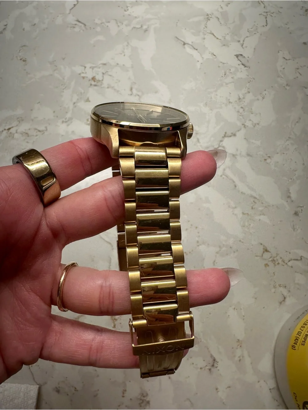 Nixon Gold-Tone Bracelet Watch with Green Dial
